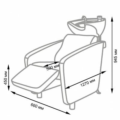 Парикмахерская мойка МД-123 с регулировкой ножной части, прострочкой и утяжкой: вид 2